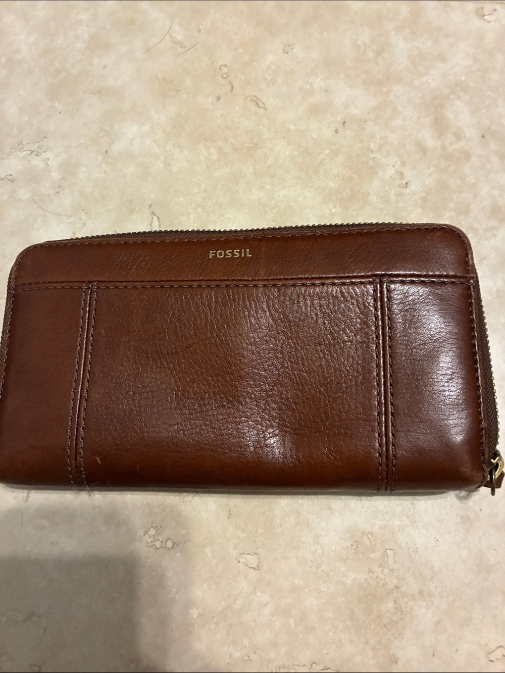 Fossil Brown Leather Shoulder Bag with Wallet & Card Case - Picture 5 of 10
